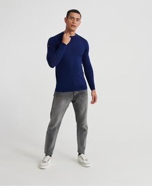 Superdry Edit Merino Crew Neck Férfi Ugró Kék | ICHOK3205